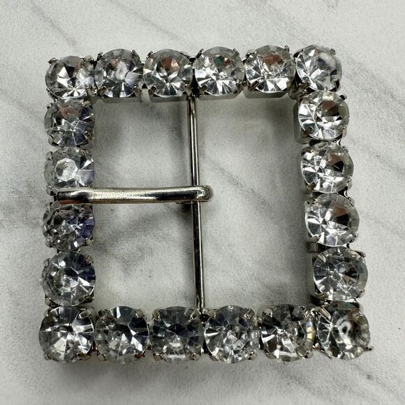 Unbranded Accessories - Square Rhinestone Silver Tone Belt Buckle